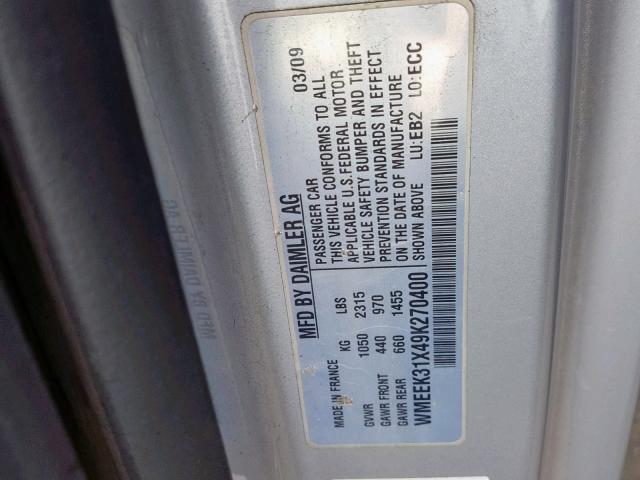 WMEEK31X49K270400 - 2009 SMART FORTWO PAS 蓝色 照片 10