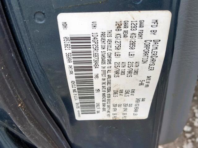 1D4GP25R16B730464 - 2006 DODGE CARAVAN SE BLUE photo 10