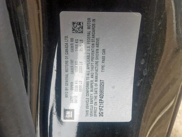 2G1FZ1EP4D9800297 - 2013 CHEVROLET CAMARO ZL1 黑色 照片 10