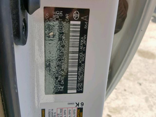 JTNBE46K573062041 - 2007 TOYOTA CAMRY NEW WHITE photo 10