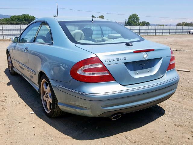 WDBTJ75J54F115148 - 2004 MERCEDES-BENZ CLK 500 BLUE photo 3