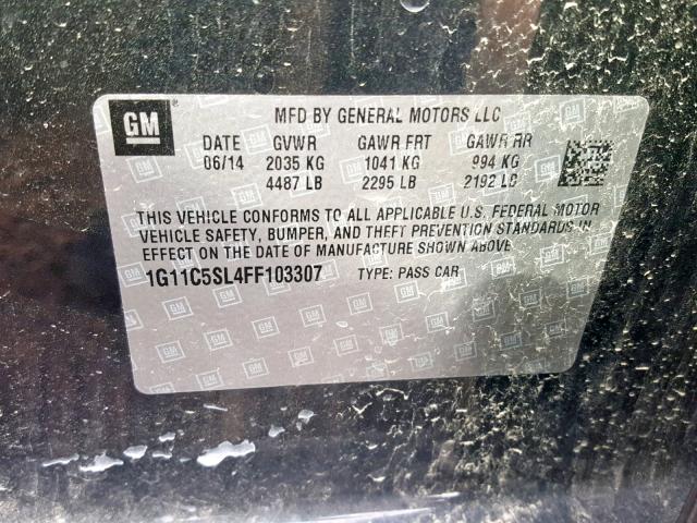 1G11C5SL4FF103307 - 2015 CHEVROLET MALIBU 1LT 灰色 照片 10