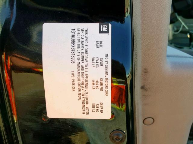 1G1AL55FX67818995 - 2006 CHEVROLET COBALT LT BLACK photo 10