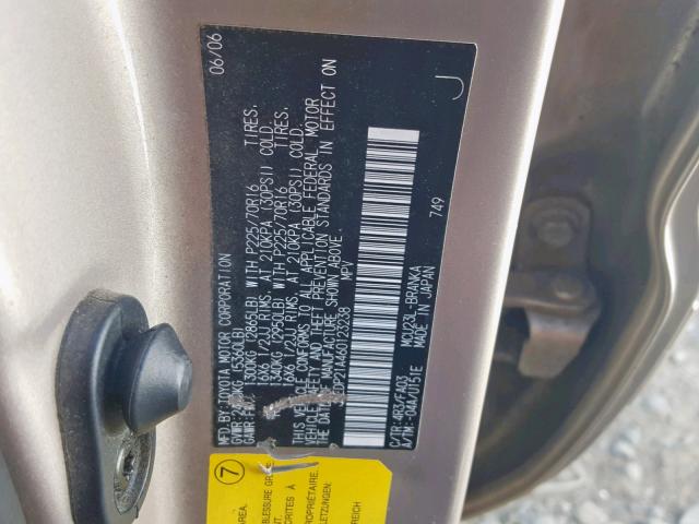 JTEDP21A460123238 - 2006 TOYOTA HIGHLANDER GOLD photo 10