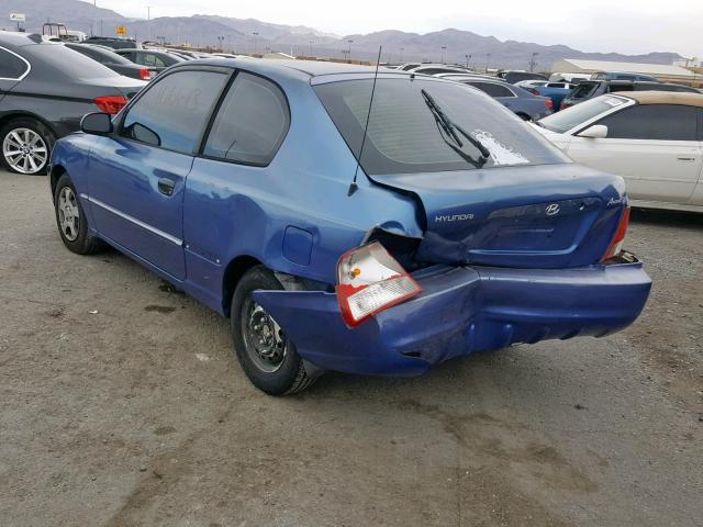 KMHCG35C11U073994 - 2001 HYUNDAI ACCENT GS BLUE photo 3