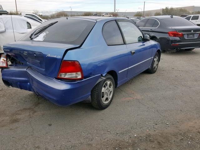 KMHCG35C11U073994 - 2001 HYUNDAI ACCENT GS BLUE photo 4