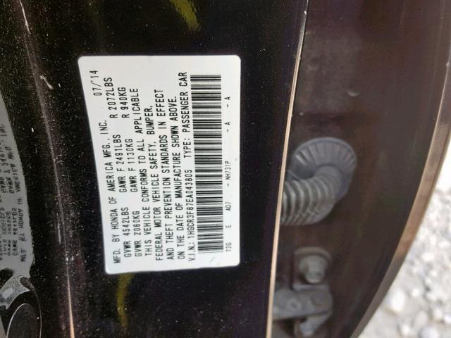 1HGCR3F87EA043805 - 2014 HONDA ACCORD EXL BLACK photo 10