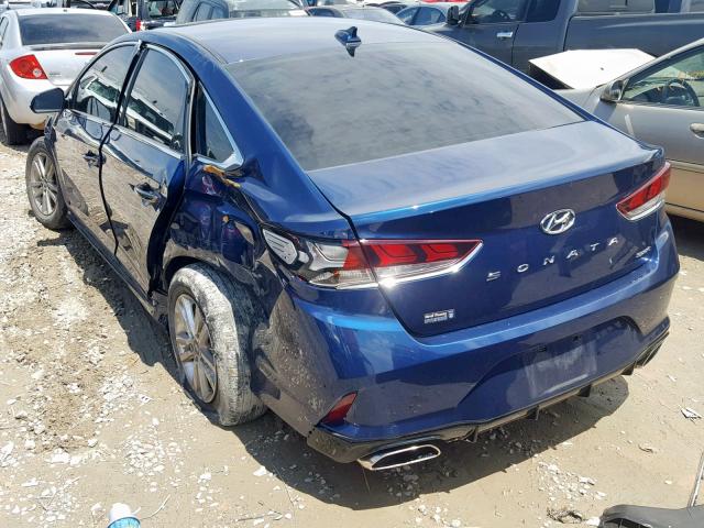 5NPE34AF8JH622244 - 2018 HYUNDAI SONATA SPO BLUE photo 3