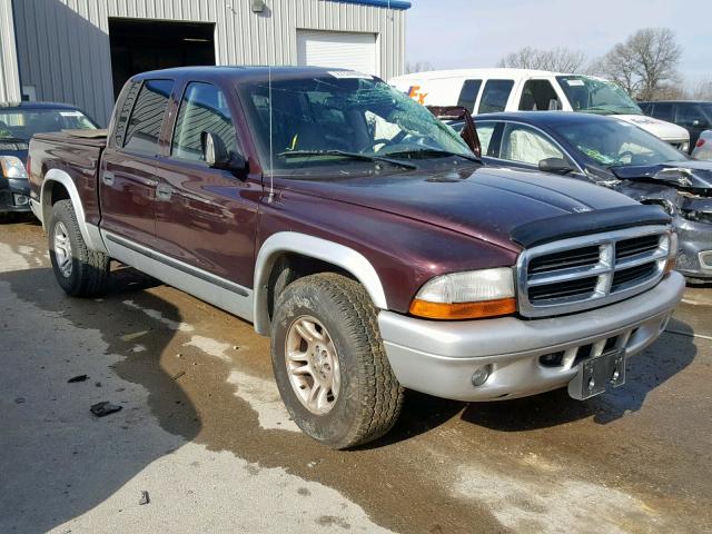 1D7HL48N24S671722 - 2004 DODGE DAKOTA QUA MAROON photo 1