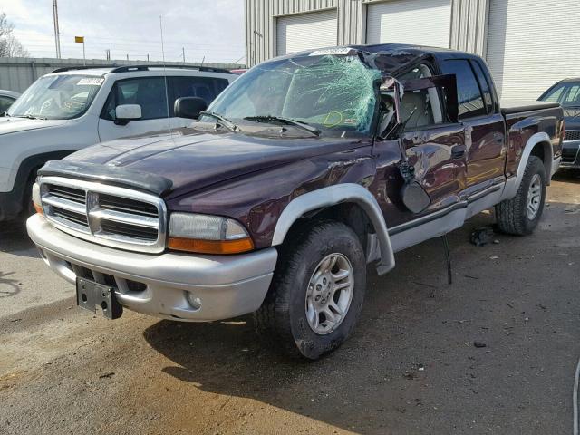 1D7HL48N24S671722 - 2004 DODGE DAKOTA QUA MAROON photo 2