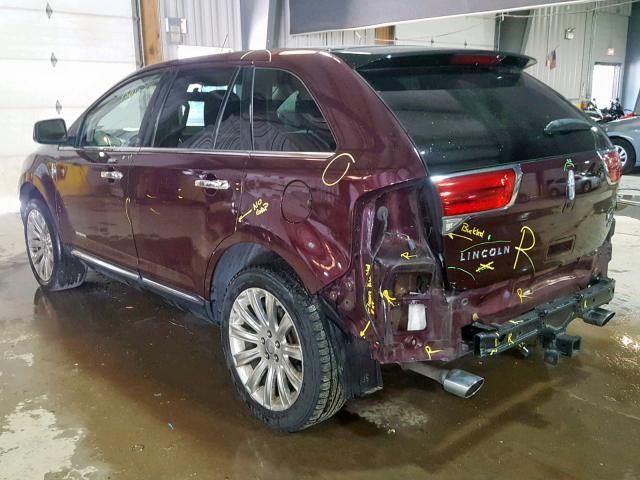 2LMDJ8JK0BBJ00596 - 2011 LINCOLN MKX RED photo 3