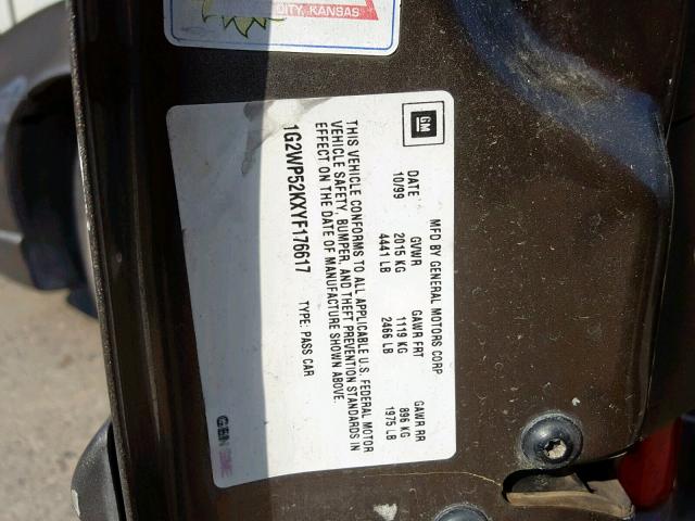 1G2WP52KXYF176617 - 2000 PONTIAC GRAND PRIX BROWN photo 10