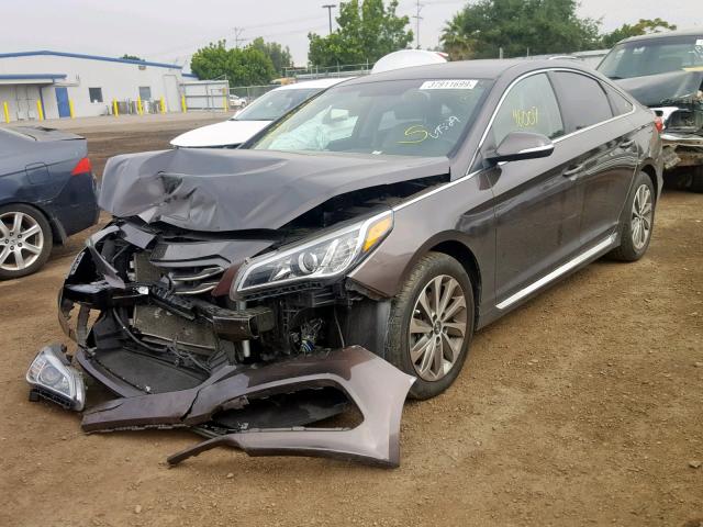 5NPE34AF3FH201314 - 2015 HYUNDAI SONATA SPO BROWN photo 2