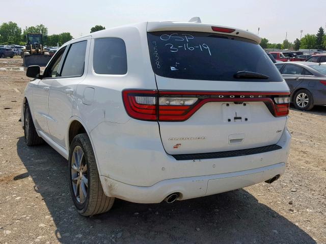 1C4RDJDGXJC329538 - 2018 DODGE DURANGO GT WHITE photo 3