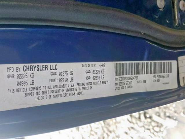 2C3KA43DX9H614787 - 2009 CHRYSLER 300 LX BLUE photo 10