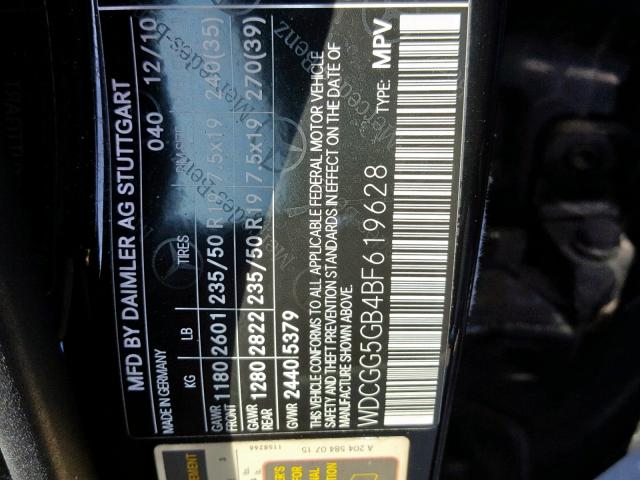 WDCGG5GB4BF619628 - 2011 MERCEDES-BENZ GLK 350 BLACK photo 10