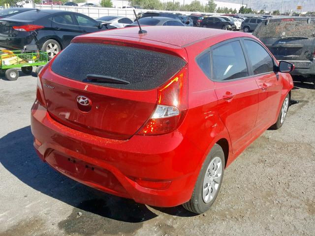 KMHCT5AE7FU212399 - 2015 HYUNDAI ACCENT GS RED photo 4