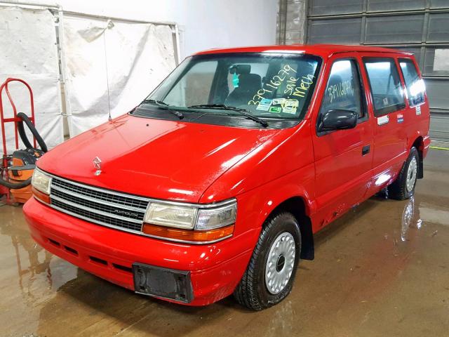 2P4GH2534RR631029 - 1994 PLYMOUTH VOYAGER RED photo 2