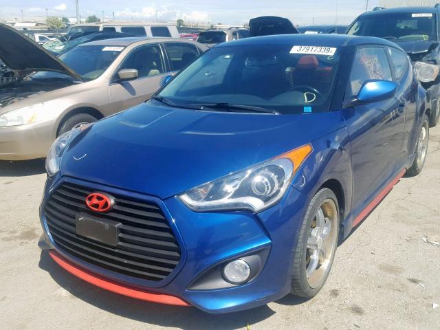 KMHTC6AE9FU241568 - 2015 HYUNDAI VELOSTER T BLUE photo 2