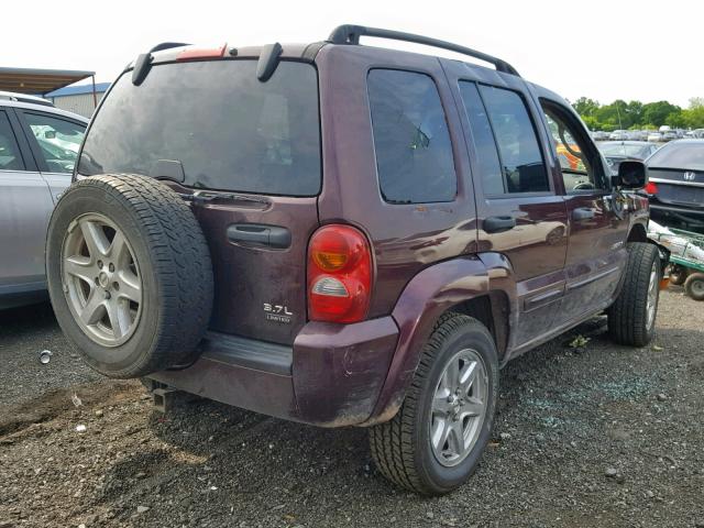 1J8GL58K74W289303 - 2004 JEEP LIBERTY LI MAROON photo 4