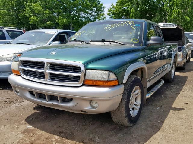 1D7GL42KX4S552441 - 2004 DODGE DAKOTA SLT GREEN photo 2