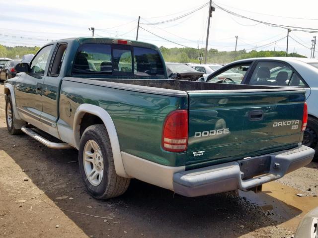 1D7GL42KX4S552441 - 2004 DODGE DAKOTA SLT GREEN photo 3