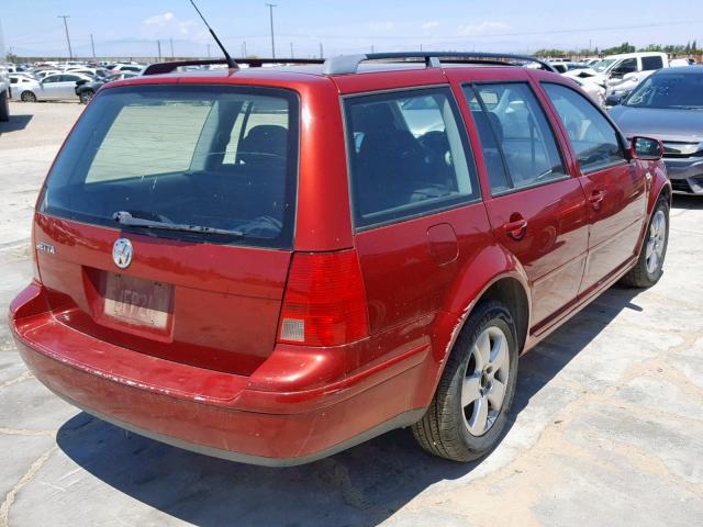 WVWSL61J64W170165 - 2004 VOLKSWAGEN JETTA GLS RED photo 4