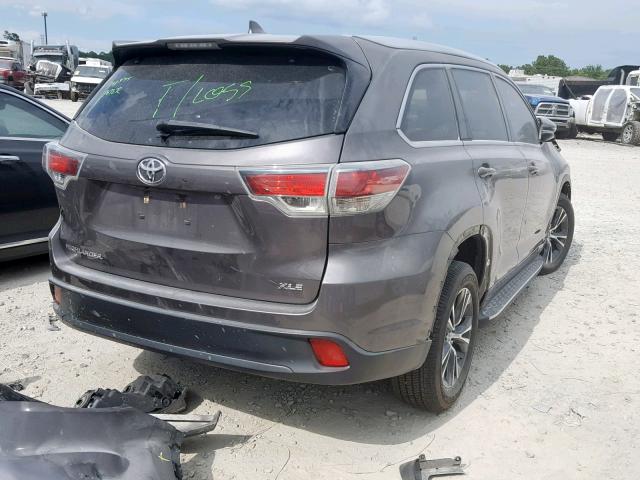 5TDKKRFH7GS500118 - 2016 TOYOTA HIGHLANDER GRAY photo 4