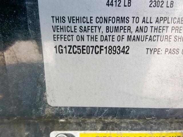 1G1ZC5E07CF189342 - 2012 CHEVROLET MALIBU 1LT 黑色 照片 10