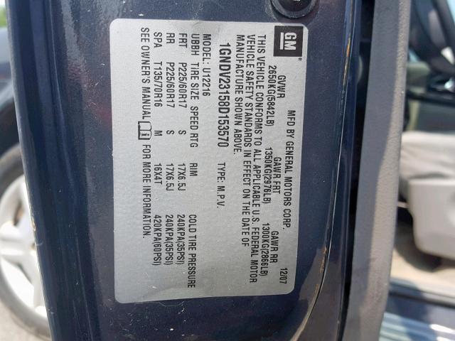 1GNDV23158D153570 - 2008 CHEVROLET UPLANDER L 灰色 照片 10