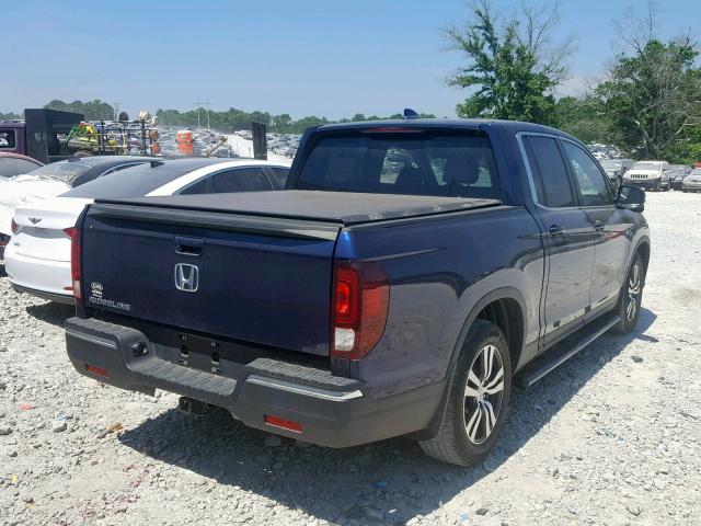 5FPYK2F63HB005072 - 2017 HONDA RIDGELINE BLUE photo 4