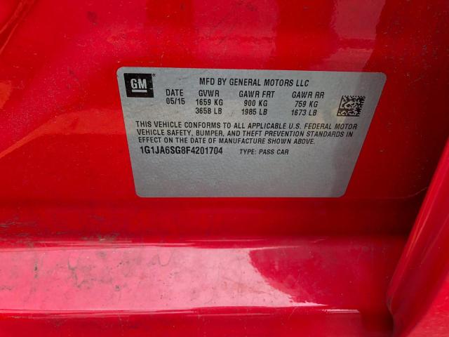 1G1JA6SG8F4201704 - 2015 CHEVROLET SONIC LS RED photo 9