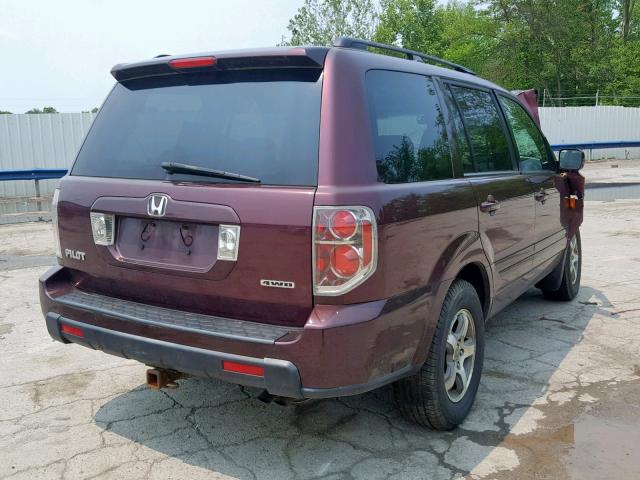 5FNYF18368B009966 - 2008 HONDA PILOT SE MAROON photo 4