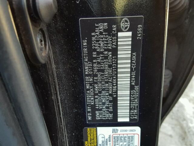 4T1BE46K47U113121 - 2007 TOYOTA CAMRY NEW BLACK photo 10