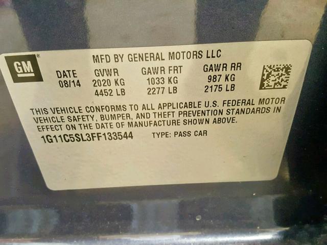 1G11C5SL3FF133544 - 2015 CHEVROLET MALIBU 1LT BLUE photo 10