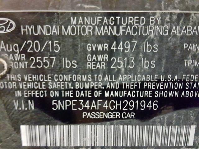 5NPE34AF4GH291946 - 2016 HYUNDAI SONATA SPO BROWN photo 10