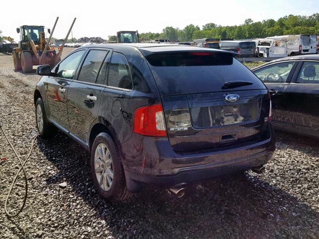 2FMDK4JCXBBA83106 - 2011 FORD EDGE SEL BLACK photo 3