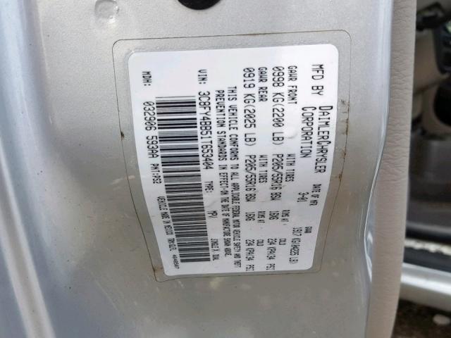 3C8FY4BB51T653404 - 2001 CHRYSLER PT CRUISER SILVER photo 10