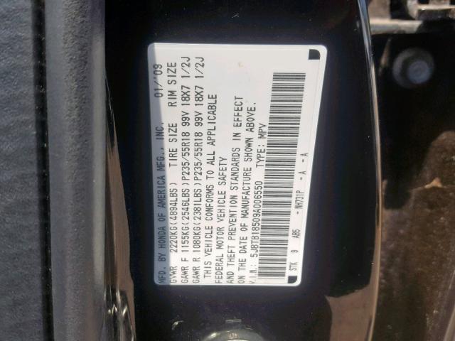 5J8TB18509A006550 - 2009 ACURA RDX TECHNO BLACK photo 10