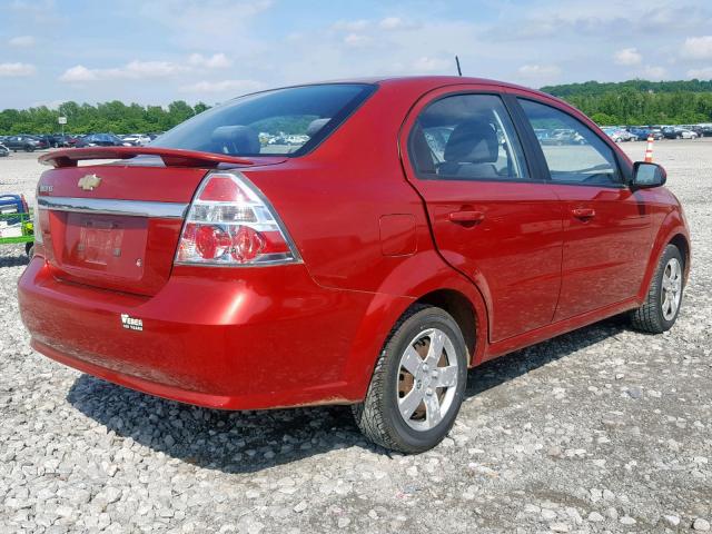 KL1TD56E59B314060 - 2009 CHEVROLET AVEO LS RED photo 4