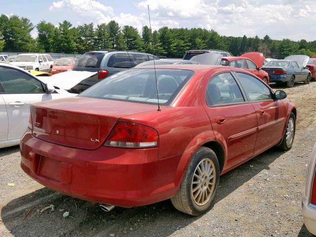 1C3EL46U91N720131 - 2001 CHRYSLER SEBRING LX RED photo 4