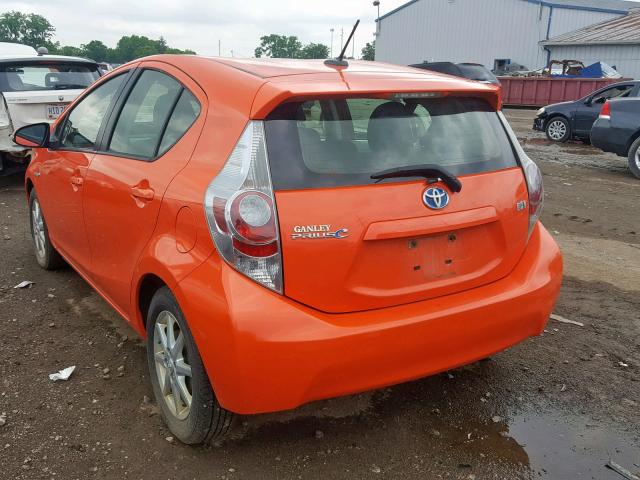 JTDKDTB3XD1048093 - 2013 TOYOTA PRIUS C ORANGE photo 3