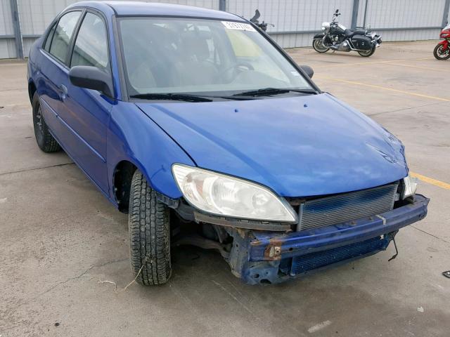 1HGES16325L005618 - 2005 HONDA CIVIC DX V BLUE photo 1