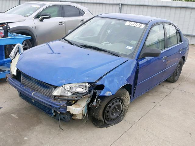 1HGES16325L005618 - 2005 HONDA CIVIC DX V BLUE photo 2