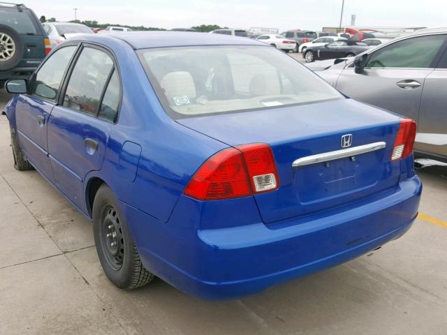 1HGES16325L005618 - 2005 HONDA CIVIC DX V BLUE photo 3