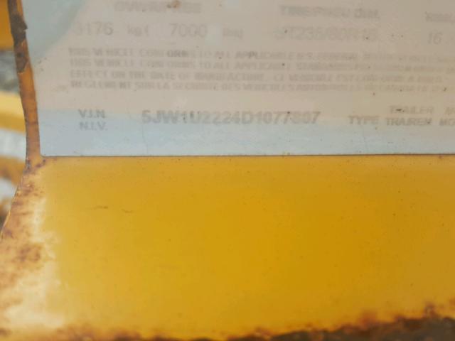 5JW1U2224D1077807 - 2013 UTILITY TRAILER YELLOW photo 10