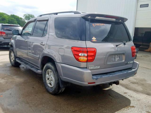 5TDBT48A42S120078 - 2002 TOYOTA SEQUOIA LI GRAY photo 3