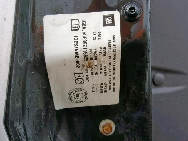 1G8AJ55F86Z115925 - 2006 SATURN ION LEVEL GRAY photo 10