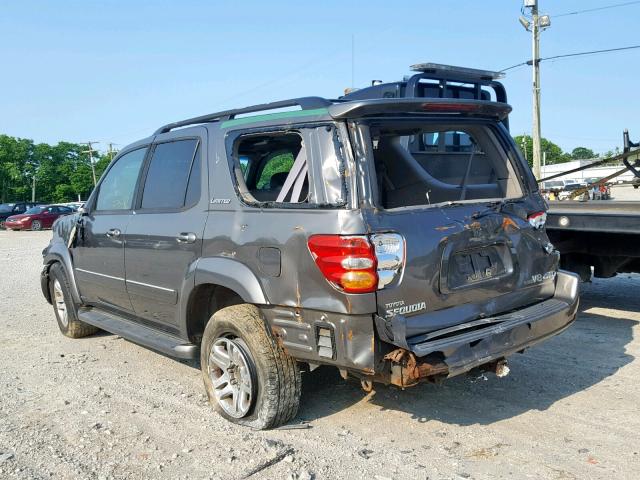 5TDBT48A13S153721 - 2003 TOYOTA SEQUOIA LI GRAY photo 3