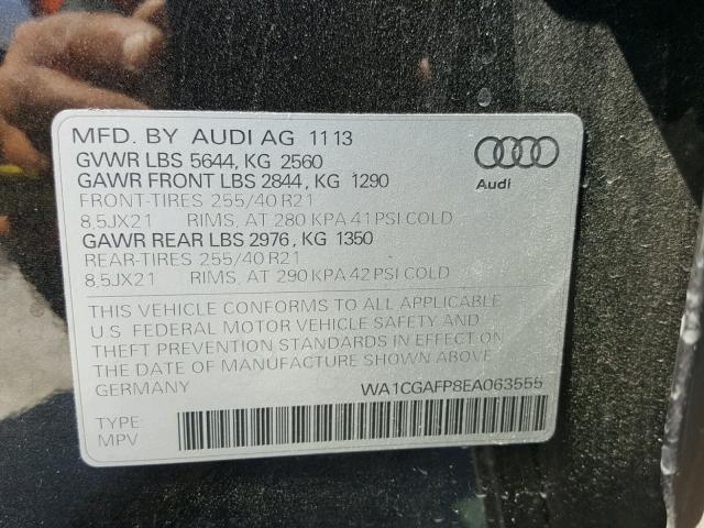 WA1CGAFP8EA063555 - 2014 AUDI SQ5 PREMIU BLACK photo 10